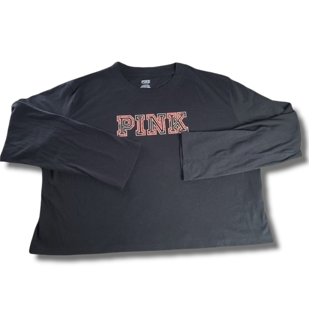 𝅺vs PINK Black Gold Red Plaid Long-Sleeved Crop